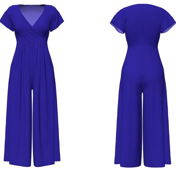 VKY & CO Palazzo Jumpsuit Electric Blue - Picture 1 of 3